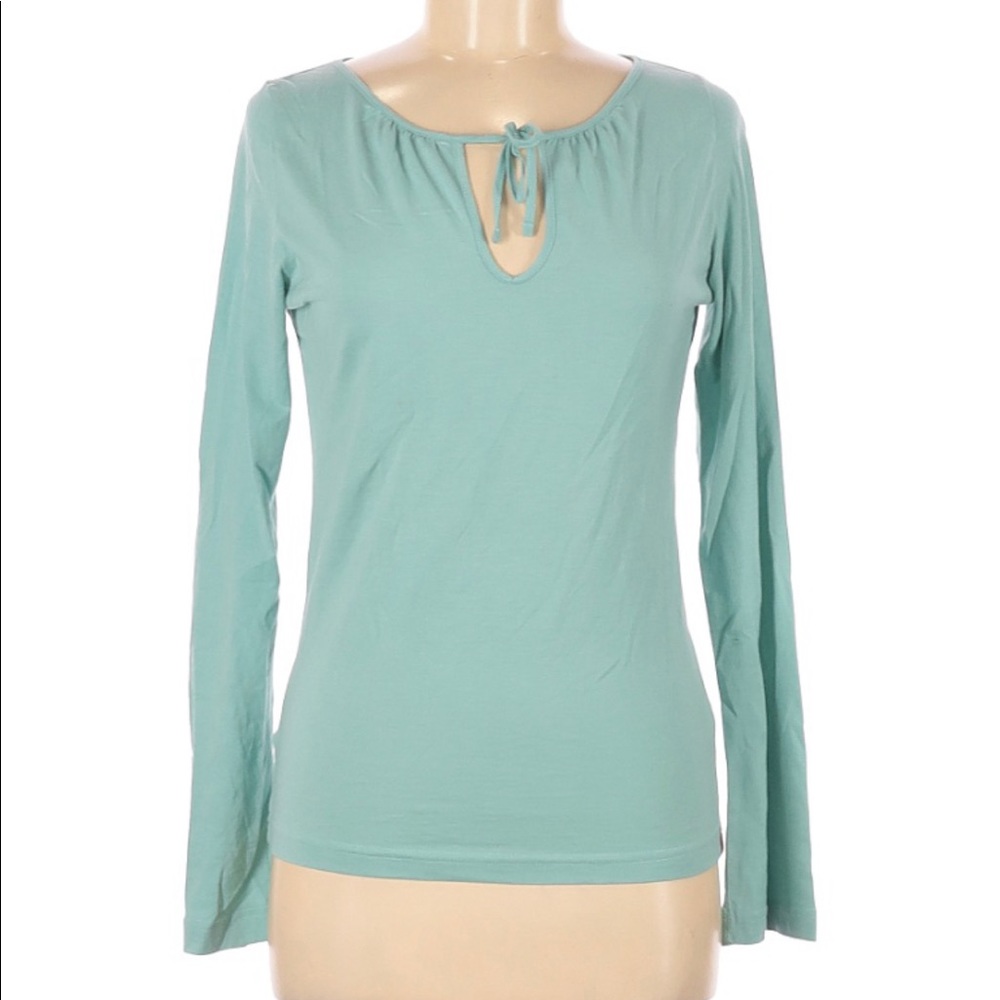 Esprit Blue Cotton Tie Neck Shirt